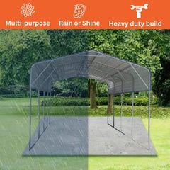 Metal Shed Parking Robust Shelter for Cars, Vans, Boats + FREE Solar Light
