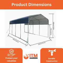 Metal Shed Parking Robust Shelter for Cars, Vans, Boats + FREE Solar Light