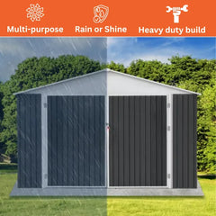 12×19FT (3.6 x 5.8m) Metal Storage Shed – Durable Outdoor Shed -0.35mm Thick Steel Panels + FREE Solar Light