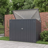 Metal Wheelie Bin Storage - 2 Bay - Durable and Spacious with Hydraulic Arms for Easy Access - Cold Grey
