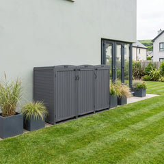 Deluxe Wheelie Bin Storage with Hydraulic Arms – 3 Bay - Grey