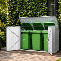 Metal Wheelie Bin Storage - 3 Bay - Durable and Spacious with Hydraulic Arms for Easy Access