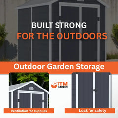 Plastic Garden Shed – 6.3FT x 6.4FT (1.9 x 1.2m) - Solid Outdoor Storage Shed