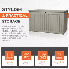 Plastic Outdoor Storage Box 870L ( 147 x 82 x 86cm ) No Lids