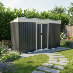 9ft x 4ft (2.7 x 1.2m) Metal Shed – Anthracite Grey Flat Roof