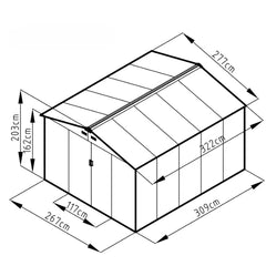 Apex Roof Metal Garden Shed - 9x10FT (2.7 x 3m)+ FREE Solar Light