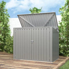 Metal Wheelie Bin Storage – 2 Bay – Durable and Spacious with Hydraulic Arms for Easy Access - Aluminium Grey