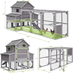 Chicken Shack Chicken Coop - 6-8 Birds – Grey and White