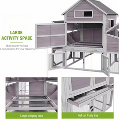 Chicken Shack Chicken Coop - 6-8 Birds – Grey and White