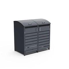 Premium 2-Bay Curved Metal Bin Store | Weatherproof Wheelie Bin Shelter |