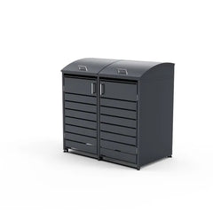 Premium 2-Bay Curved Metal Bin Store | Weatherproof Wheelie Bin Shelter |
