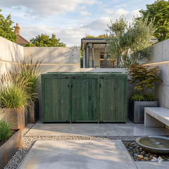 Deluxe Wheelie Bin Storage with Hydraulic Arms – 3 Bays - Green