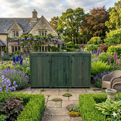 Deluxe Wheelie Bin Storage with Hydraulic Arms – 3 Bays - Green