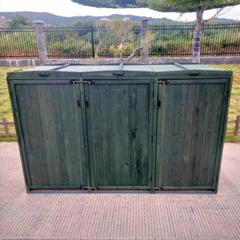 Deluxe Wheelie Bin Storage with Hydraulic Arms – 3 Bays - Green