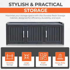 Plastic Storage Cabinet with Adjustable Shelves – Large & Stylish for Home, Garden, or Office - No Packaging