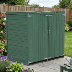 Deluxe Wheelie Bin Storage – 2 Bays - Greens