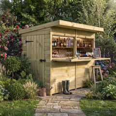 8ft x 4ft Premium Timber Bar Shed – Compact Garden Entertainment