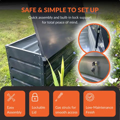 Metal Garden Storage Box 600L – Waterproof, Durable & Versatile Outdoor Storage (165 x 69 x 62cm)