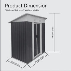 Metal Shed 5x3FT Slanted Roof - Durable Outdoor Storage Solution