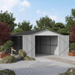 12×19FT (3.6 x 5.8m) Metal Storage Shed – Durable Outdoor Shed -0.35mm Thick Steel Panels + FREE Solar Light