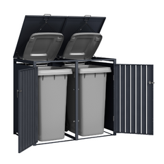 Wheelie Bin Shelter Premium - 2 Bay - Wood Effect Slats