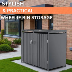 Wheelie Bin Shelter Premium - 2 Bay - Grey