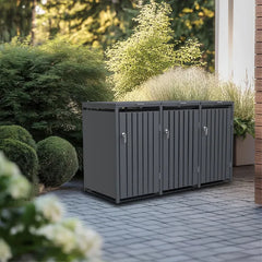 Wheelie Bin Shelter Premium - 3 Bay - Grey
