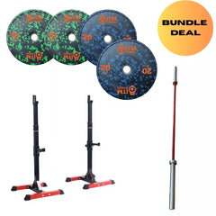Olympic Strength Starter Bundle – Barbell, Rack & Bumper Plates