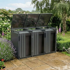 Opaque 3 Bay Premium Bin Shelter With Foot Pedal