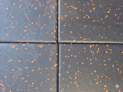 Floor Tiles/Gym Flooring (Single Tile) - Size: 100x100x2.5cm - Orange Dot Speckled Mat