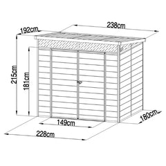 Plastic Garden Shed – 7.10FT x 6.4FT (2.2 x7.9m) - Solid Outdoor Storage Shed with Sloped Roof