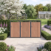Wheelie Bin Shelter Premium - 3 Bay - Wood Effect Metal Slats