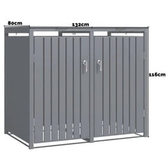 Wheelie Bin Shelter Premium - 2 Bay - Grey