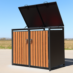 Wheelie Bin Shelter Premium - 2 Bay - Wood Effect Slats