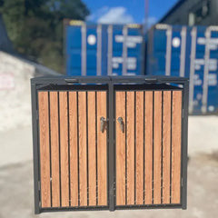 Wheelie Bin Shelter Premium - 2 Bay - Wood Effect Slats