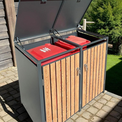 Wheelie Bin Shelter Premium - 2 Bay - Wood Effect Slats