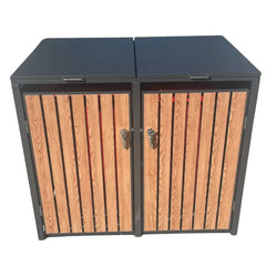 Wheelie Bin Shelter Premium - 2 Bay - Wood Effect Slats