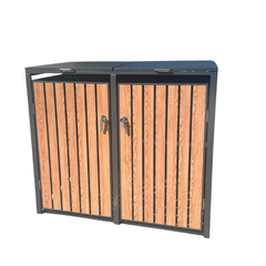 Wheelie Bin Shelter Premium - 2 Bay - Wood Effect Slats