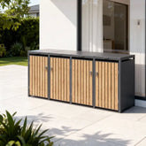 Wheelie Bin Shelter Premium - 4 Bay - Wood Effect Slats