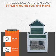 Princess Laya Chicken Coop - 6-8 Birds - Grey -Not In Orgianal Box
