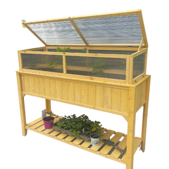 Raised Bed with Shelf and Polycarbonated Greenhouse, Cover Included
