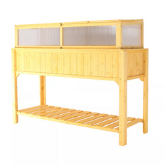 Raised Bed with Shelf and Polycarbonated Greenhouse, Cover Included