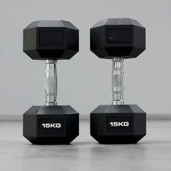 Complete 10-Set Hex Dumbbell & Rack Bundle – Heavy Duty Rubber Dumbbells (Pairs 12kg to 28kg) + Vertical Storage Stand