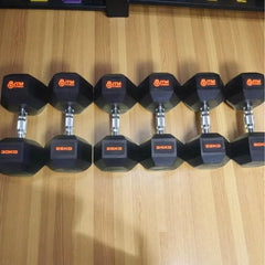 Complete 10-Set Hex Dumbbell & Rack Bundle – Heavy Duty Rubber Dumbbells (Pairs 12kg to 28kg) + Vertical Storage Stand