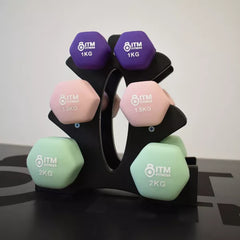 Vinyl Neoprene Dumbbell Set with Rack - 9kg