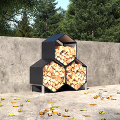 Triple Wood Rack – Sturdy Firewood Storage Solution