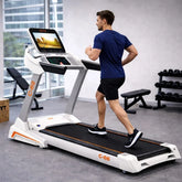 C-66 Commercial SMART Folding Treadmill - White | 3HP Motor, 15% Auto Incline, 10.1" Streaming Screen