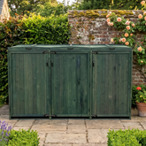 Deluxe Wheelie Bin Storage with Hydraulic Arms – 3 Bays - Green