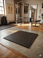 Floor Tiles/Gym Flooring (Single Tile) - Size: 100x100x2.5cm - Orange Dot Speckled Mat