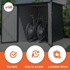 2 Bike Storage Shed – Secure Weatherproof Bicycle Shed for Outdoor Use (189cm x 128cm)